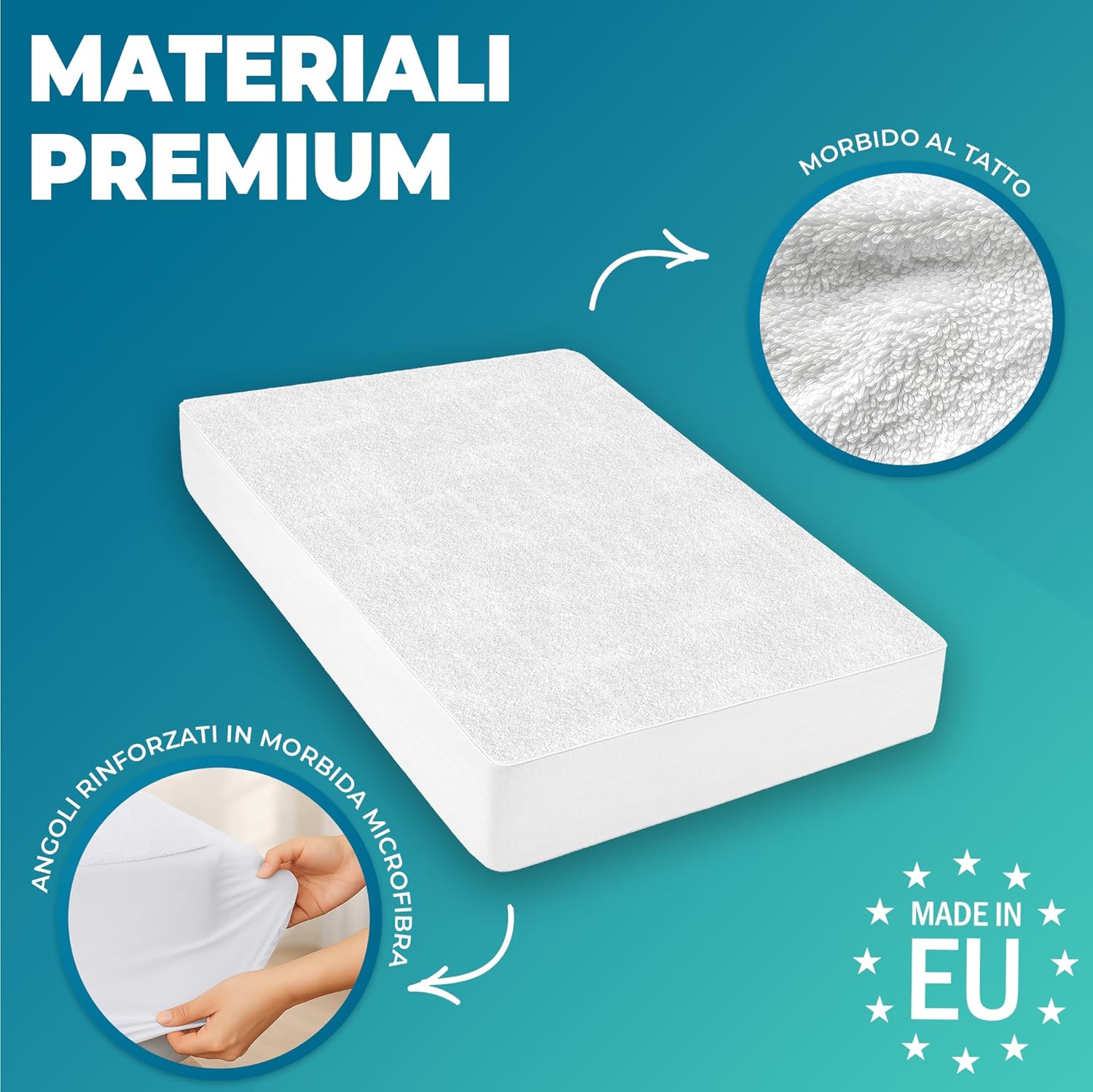 Coprimaterasso Matrimoniale Impermeabile 160X200 Cm Lenzuolo Con Angoli Bianco in Cotone E Microfibra Protezione per Letto Salva Materasso Traversa Traspirante Anallergico Lavabile in Lavatrice