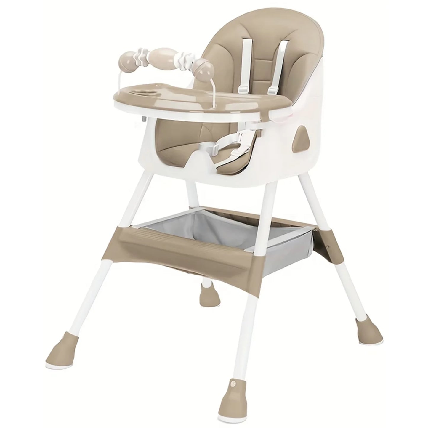 Foldable Baby High Chair (6+ Months): Large Anti-Slip Pad, Toy Rack & Easy-To-Clean Feeding Design – Model E500