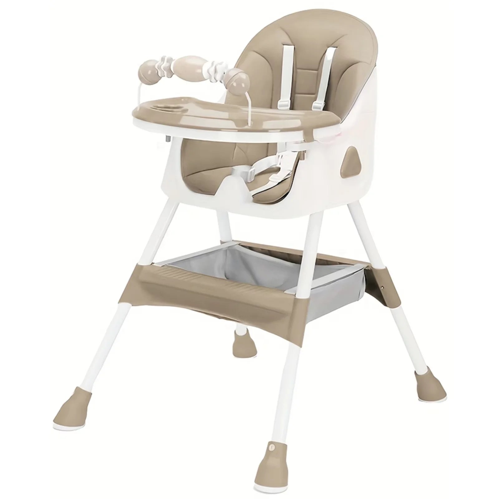 Foldable Baby High Chair (6+ Months): Large Anti-Slip Pad, Toy Rack & Easy-To-Clean Feeding Design – Model E500